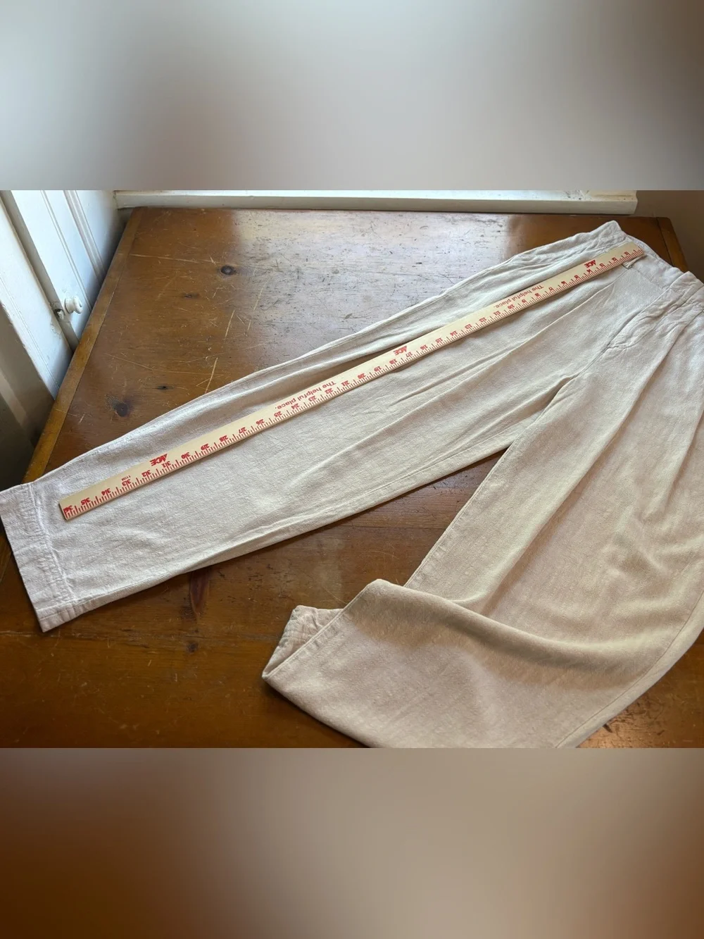 Free People Nothing to Say Pleated Trousers Size 4 Beige Linen Blend